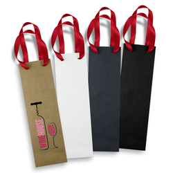 T125054 - Wine Ribbon Handle Paper Bag