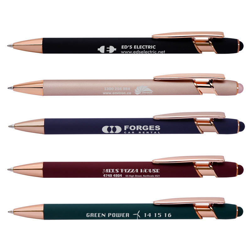Soft Touch Gold Stylus Pen laser engraved